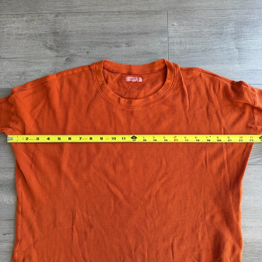 EUC Madewell waffle crewneck long sleeve top - size XS - rustic orange - Picture 3 of 4